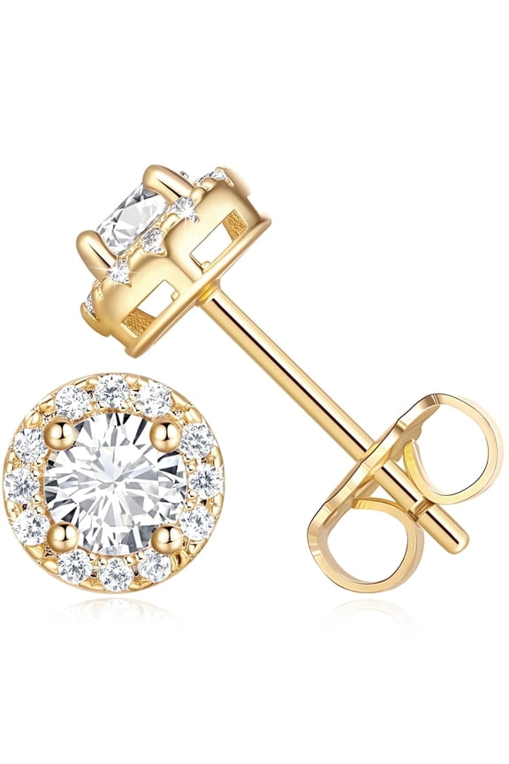 14K Gold Stud Earrings for Women Gold CZ Stud Earrings Studs Dainty 14 Karat Post Earrings Hypoallergenic Gold Earrings for Sensitive Ears Gold Stud Earrings 14k