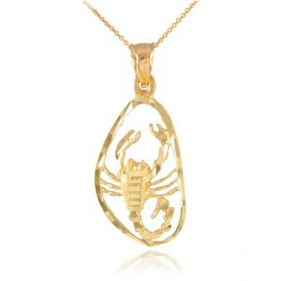 Gold Stunning Scorpio Zodiac Charm Scorpion Pendant Necklace : 10K Pendant with 20" chain