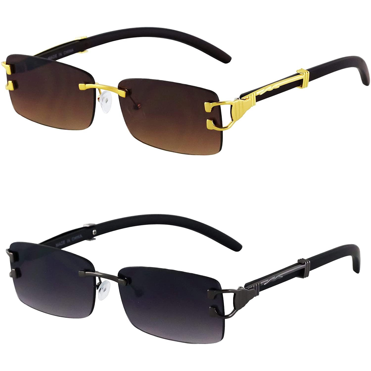 Retro Y2K Semi-Rimless Narrow Gold Sunglasses UV400 Y2k Sunglasses Rimless - Etsy main image 2