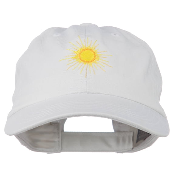 Gold Sun Embroidered Low Profile Washed Cap - White OSFM