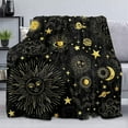 thumbnail image 1 of Gold Sun and Moon Throw Blanket, Galaxy Starry Sky Zodiac Astrology Celestial Constellation Blanket, Black Blanket Cozy Warm Soft Lightweight Flannel Fleece Blanket for Couch, Sofa, 40"x50", 1 of 1