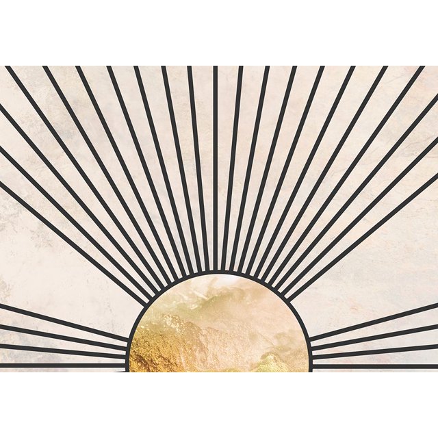 Gold Sun Rays Mural Concrete Black Poster Print - Sarah Manovski (24 x ...