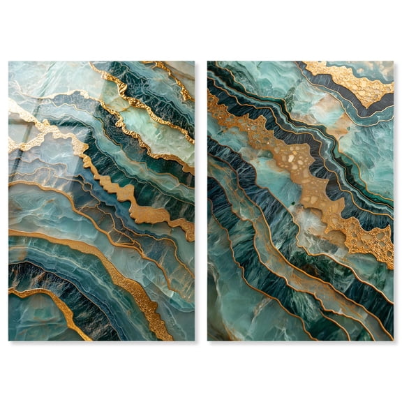 Gold Surge Acrylic Print Geode Wall Decor Set by Art Remedy, Ready to Hang, 20 x 30