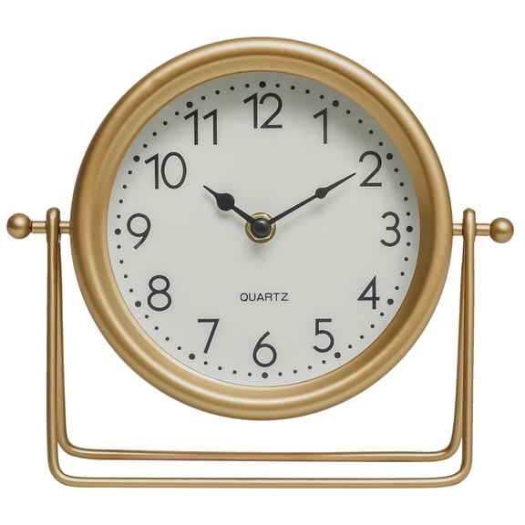EMAX HOME Luxury Gold Bedside desk Clock, Silent Swivel Dial Small Accent Clock