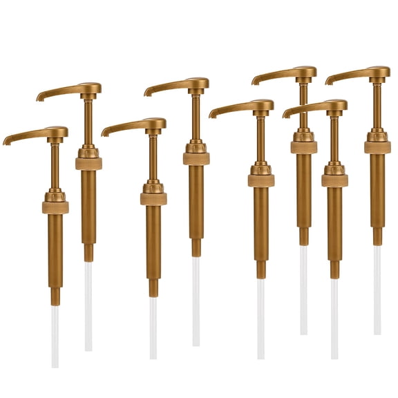 Gold Syrup Pump Dispenser, 8PCS 28/410 Pump Heads for Coffee Bar Tools, Fits 70ml Syrup Bottles
