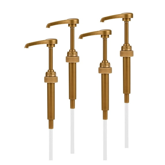 Gold Syrup Pump Dispenser For 750Ml Bottles, Top Kitchen Coffee Bar Tool Fits Liter 750Ml Containers, 2/4/8 Pack 28/410 Press Head Pumps