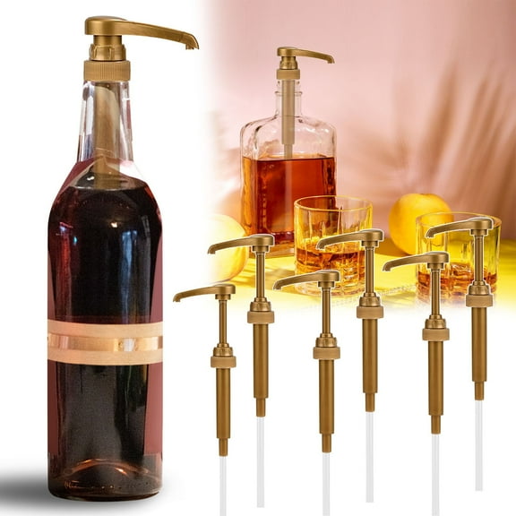 Gold Syrup Pump Dispenser For 750Ml Bottles, Top Kitchen Coffee Bar Tool Fits Liter 750Ml Containers, 2/4/8 Pack 28/410 Press Head Pumps