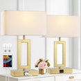 thumbnail image 1 of Gold Table Lamps Set of 2 with Dual USB Ports, 3-Way Dimmable Touch Control Bedside Lamps, Modern Bedroom Table Lamp for Living Room, Nightstand LED Bulbs Included, 1 of 7