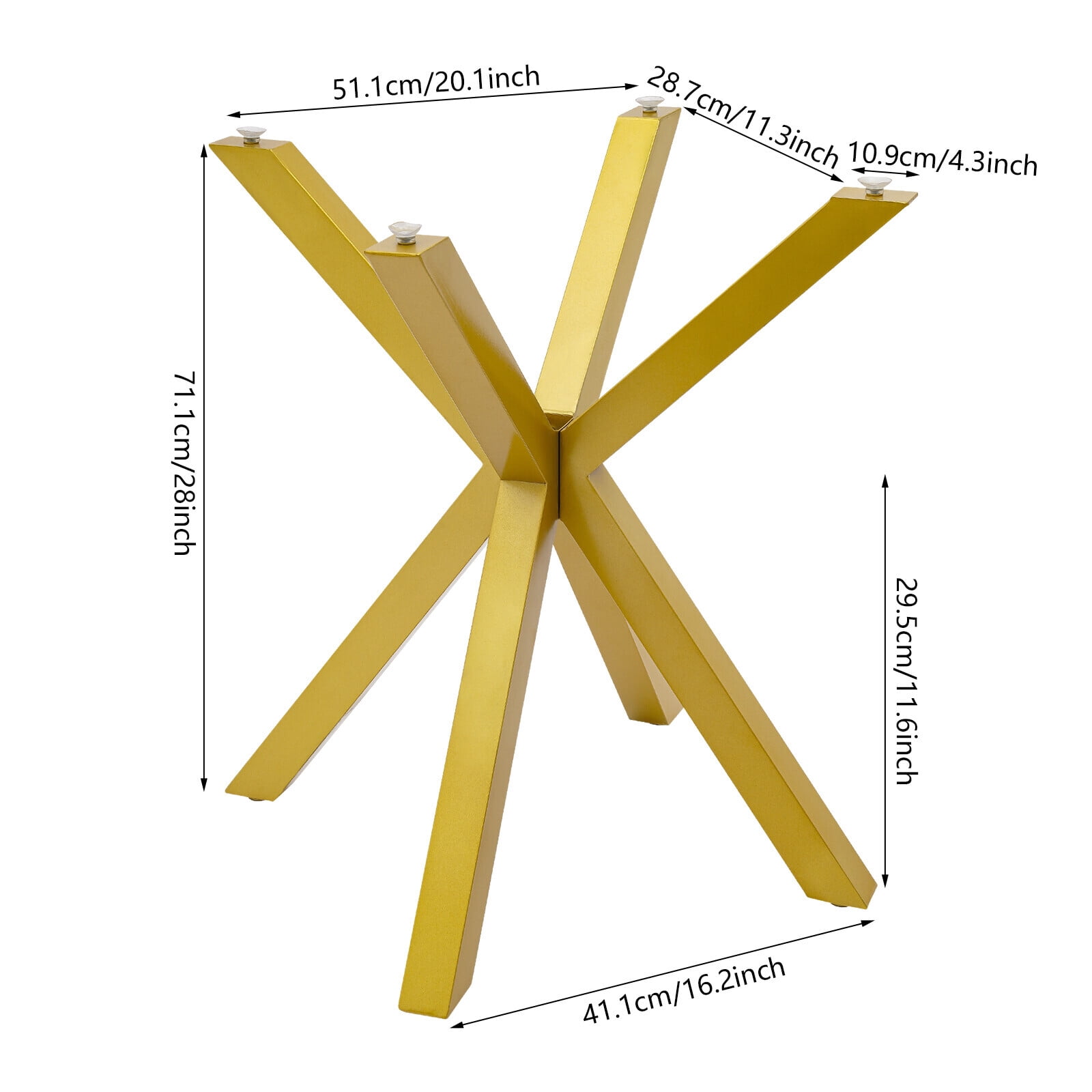 Gold Table Leg Table Base Metal Coffee Table Leg W/4 Suction Cups Floor ...