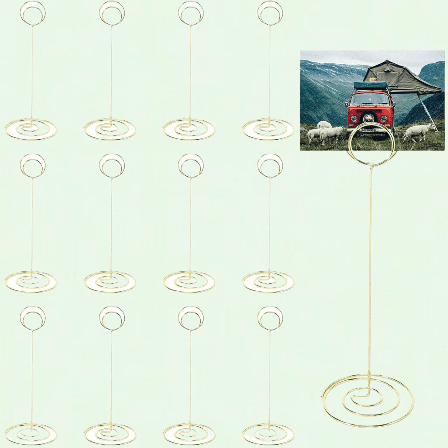 Gold Table Number Holders, Pack of 12, 8.5-Inch Tall, Wire Wedding Place Card Holders