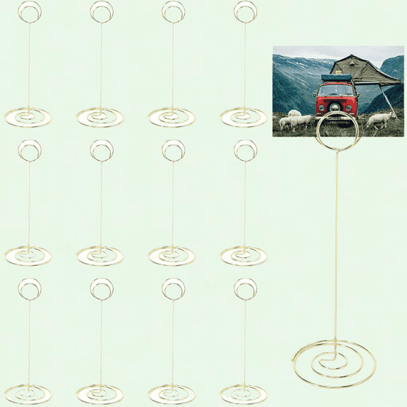 Gold Table Number Holders, Pack of 12, 8.5-Inch Tall, Wire Wedding Place Card Holders