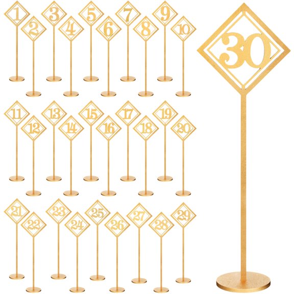 Gold Table Numbers 1-30 Wooden Wedding Party Event Numbering 30 Pack