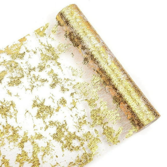 Gold Table Runner Glitter Metallic Thin Mesh Table Runner Sparkly Table for Wedding, Bridal Shower