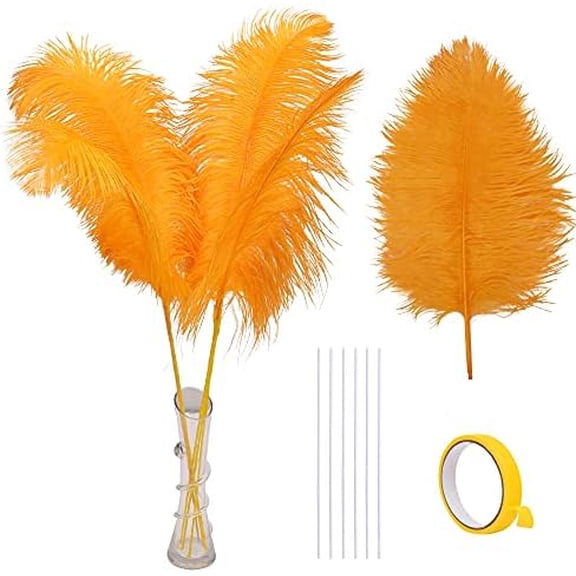 Gold Tall Ostrich Feathers - 12pcs 16-18inch Feathers Making Kit Extra Large Ostrich Feathers for Vase,Wedding Centerpieces,Mardi Gras Party and Home Decor