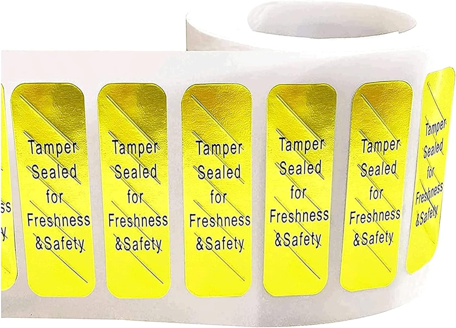 Gold Tamper Evident Food Sealed Stickers 0.5x1.5inch Freshness and