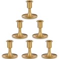 thumbnail image 1 of Gold Taper Candle Holder Set of 6, Hewory Short Skinny Brass Candlestick Holders, Vintage Small Low Metal Candles Sticks for Wedding Centerpieces Christmas Birthday Party Holiday Dinning Table Decor, 1 of 11