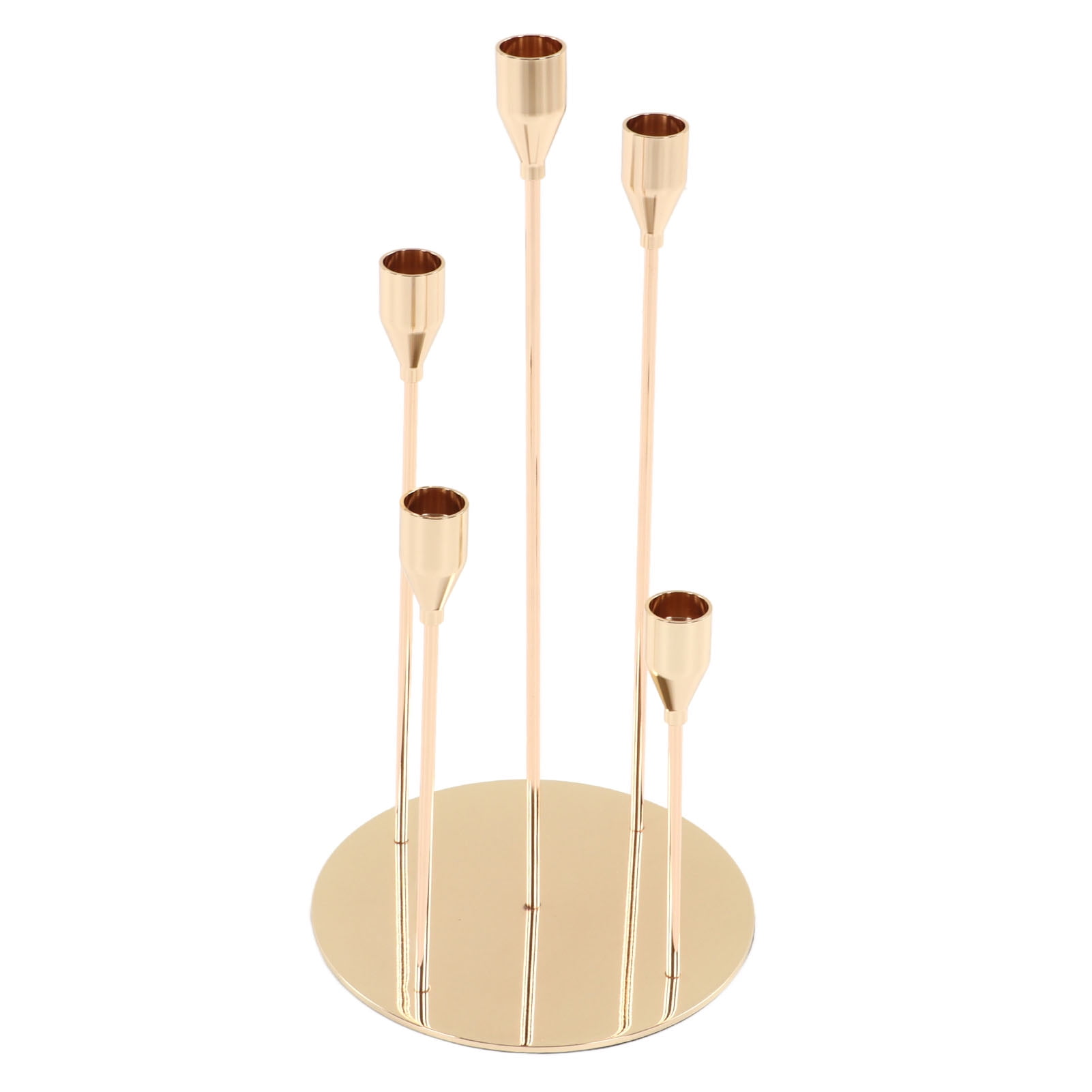 Gold Taper Candle Holders Different Heights 5 Arms Candlestick Holders