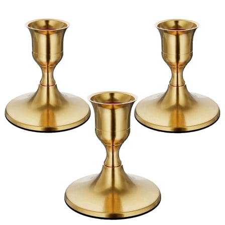 Gold Taper Candle Holders Set of 3, Vintage Metal Candlestick Holders for Table Centerpiece & Wedding Party Home Decor