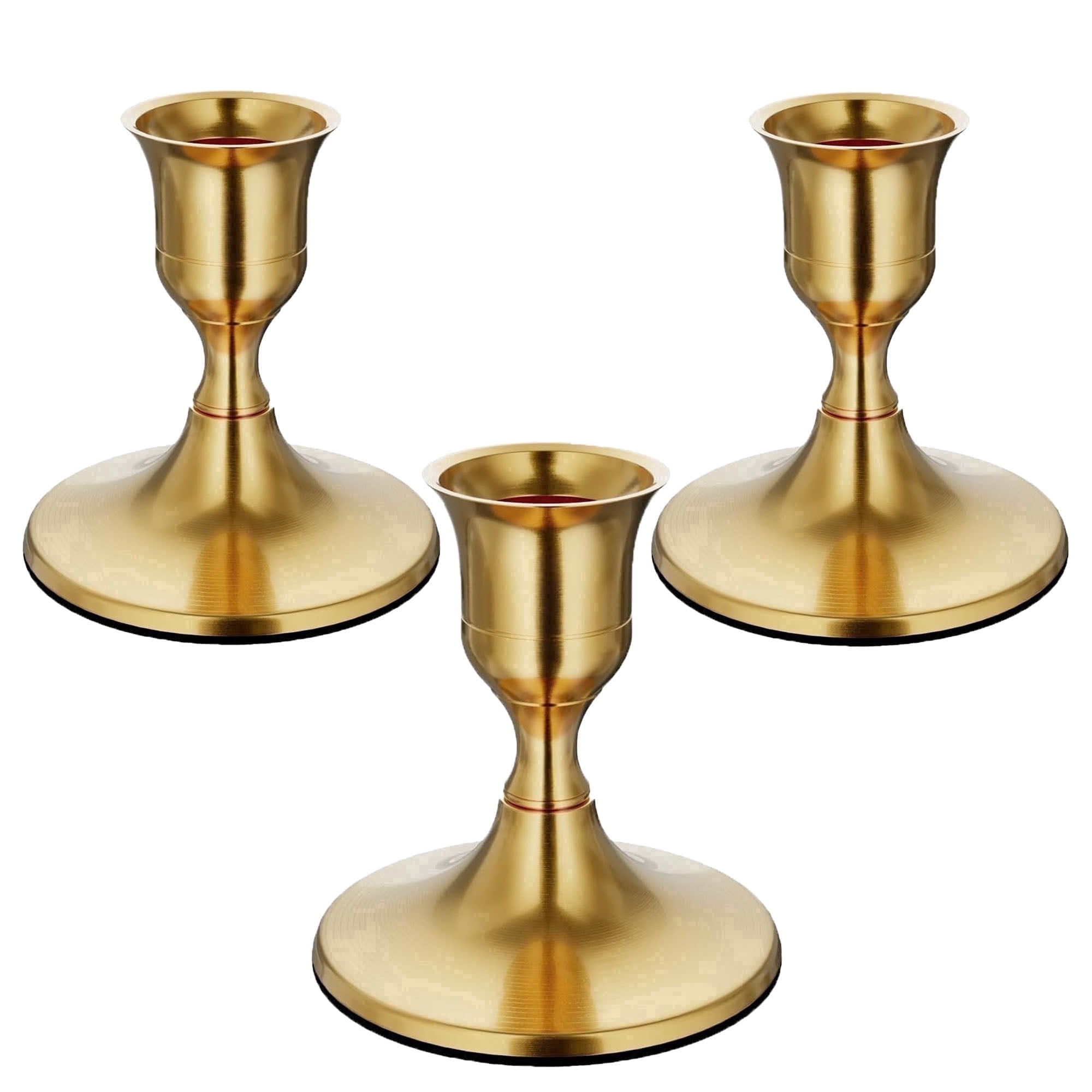 York Sunny, Gold Taper Candle Holders Set of 3, Vintage Metal for Table ...