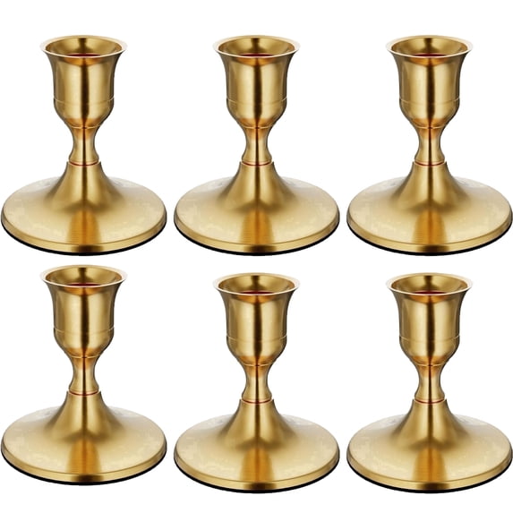 Gold Taper Candle Holders Set of 6, Vintage Metal Candlestick Holders for Table Centerpiece & Wedding Party Home Decor
