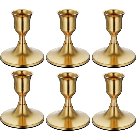 Gold Taper Candle Holders Set of 6, Vintage Metal Candlestick Holders for Table Centerpiece & Wedding Party Home Decor