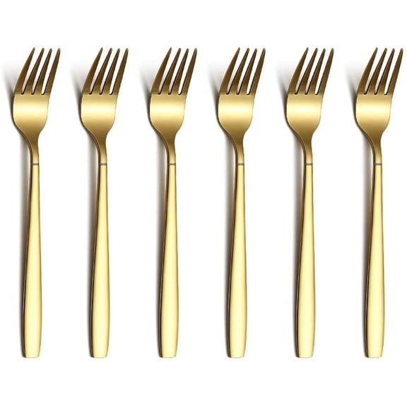 Gold Tea Fork, Stainless Steel Cake Fork Dessert With Titanium Plating 6.5 Inches Forks Pack of 6