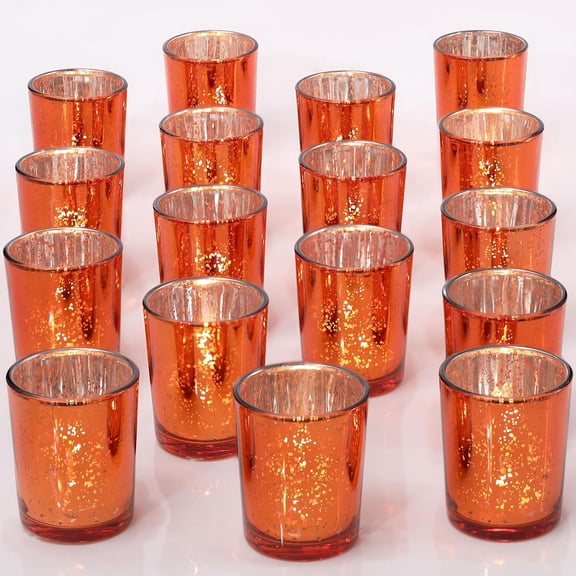 Gold Tea Lights Candles Holders for Wedding Centerpieces, Votive Candle Holders for Party Home Wedding Shower Decorations, Table - Mercury Glass Votives, 24Pcs