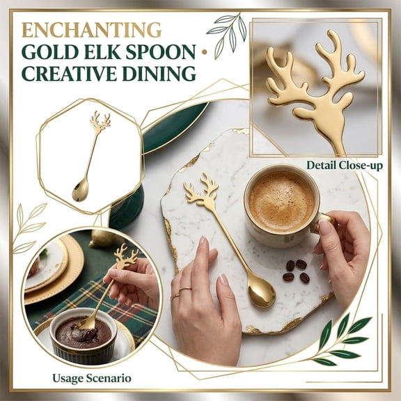 Gold Tea Spoons, Stainless Steel, Long Handle Spoon, Tea Spoon for Loose Tea, Black and Gold Tableware, Tea Party Supplies, 5.5 In, 1 Pc