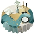 thumbnail image 1 of Gold Teal Blue Marble Round Tablecloth 60"x60",Wrinkle Wipeable Table Cloth for Kitchen Dining Room Picnic Patio Party, 1 of 6