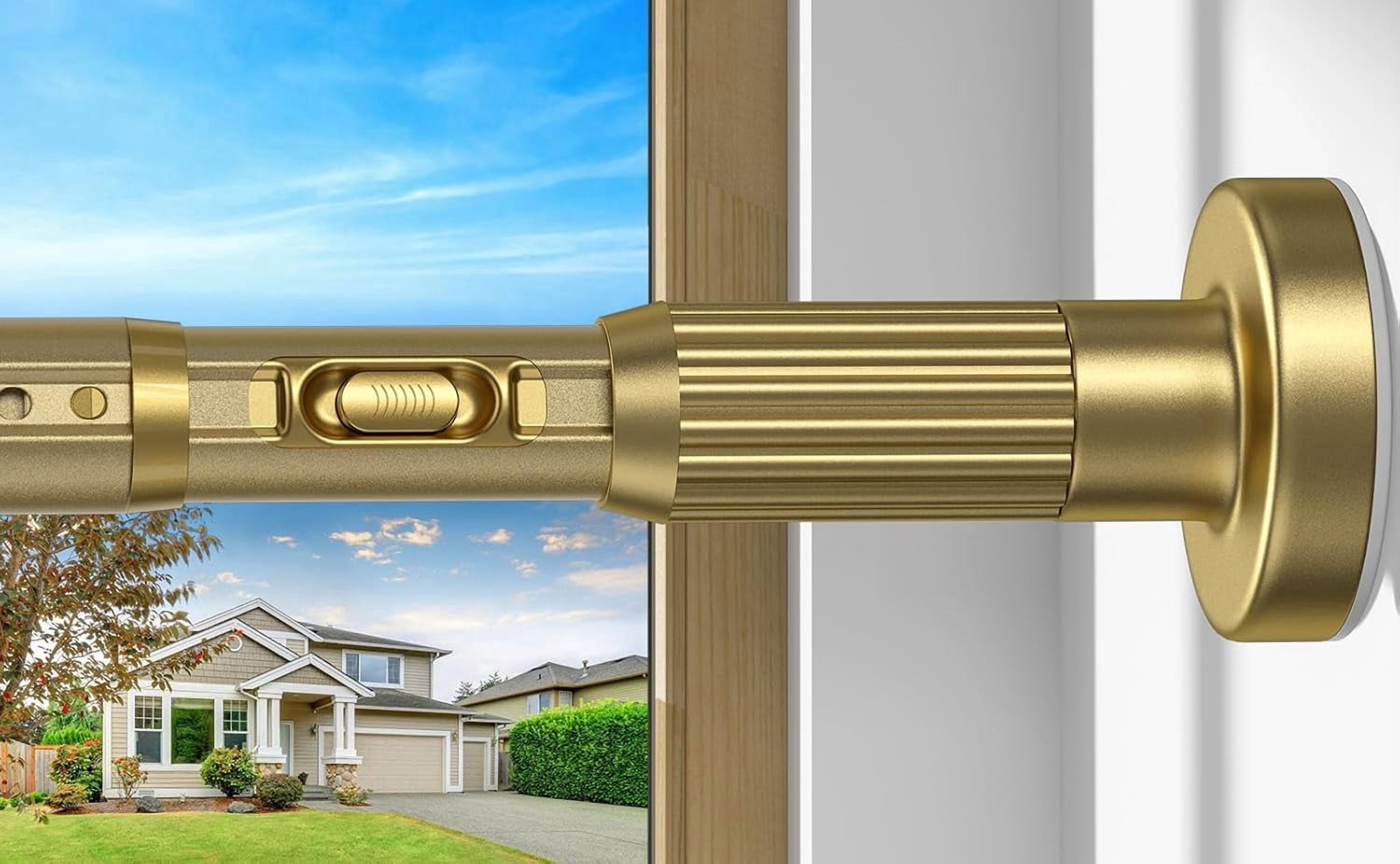 Gold Tension Curtain Rod 41-100In(4-8Ft), Outdoor Curtain Rod No Drilling for Window or Bathroom Patio, Adjustable Spring Shower Rod,Rod Diameter 1.26In-One-bond stretching