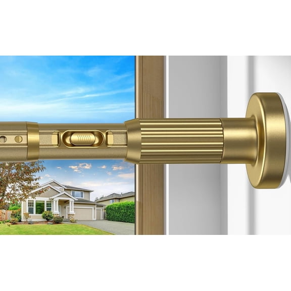 Gold Tension Curtain Rod 41-100In(4-8Ft), Outdoor Curtain Rod No Drilling for Window or Bathroom Patio, Adjustable Spring Shower Rod,Rod Diameter 1.26In-One-bond stretching