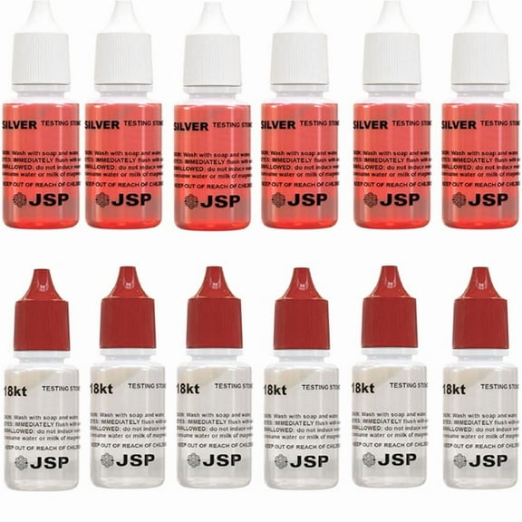 Gold Testing Kit 6x18k & 6xSilver Solution Acid Test Gold Authenticity Tester US