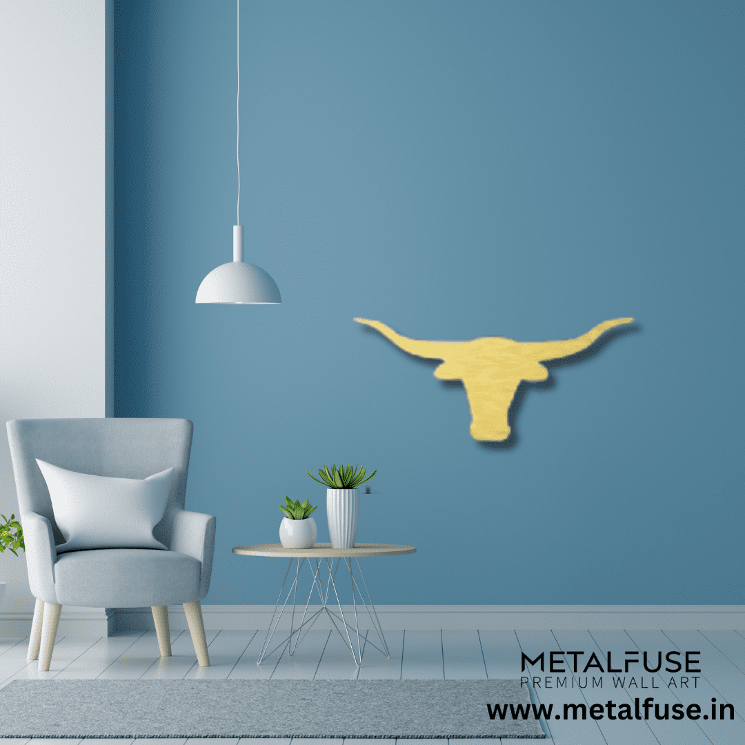 Gold Texas Longhorn Metal Wall Art Wall Hanging Decor for Bedroom