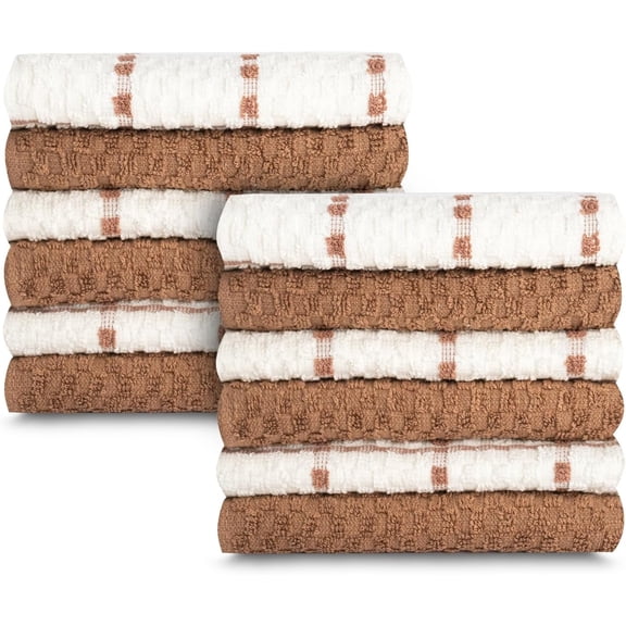 Gold Textiles 100% Cotton Waffle Weave Kitchen Dish Towels 15x25 Inches, Pack of 12 Brown Color Ultra Soft Absorbent Quick Drying Dish Towels