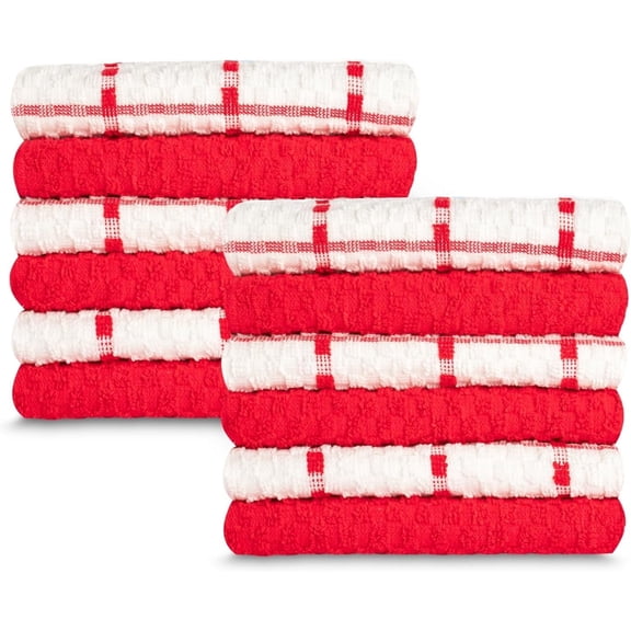 Gold Textiles 100% Cotton Waffle Weave Kitchen Dish Towels 15x25 Inches, Pack of 12 Red Color Ultra Soft Absorbent Quick Drying Dish Towels