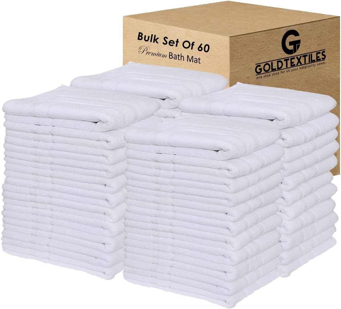 GOLD TEXTILES 120 PCS White Bath Towels Bulk (24x50 Inches) - Light Weight  Easy-Care Commercial Grade (120)