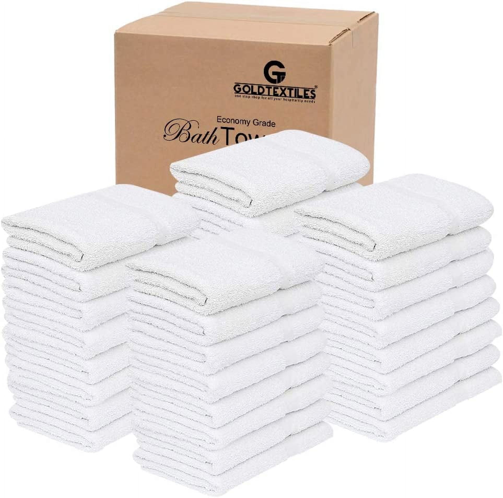 Gold Textiles Bulk Bath Towels 120 Pack 24x48 inches Economy Cotton