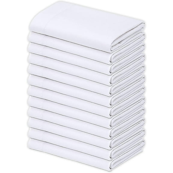 Gold Textiles Bulk Pack of 48 Polycotton King Size Pillowcases, White T200-21"x42" (Fits 20" X36" Pillow)- Ideal for use in Hotels, Hospitals, School Projects and More (48, King T-200 48 Pillowcases)