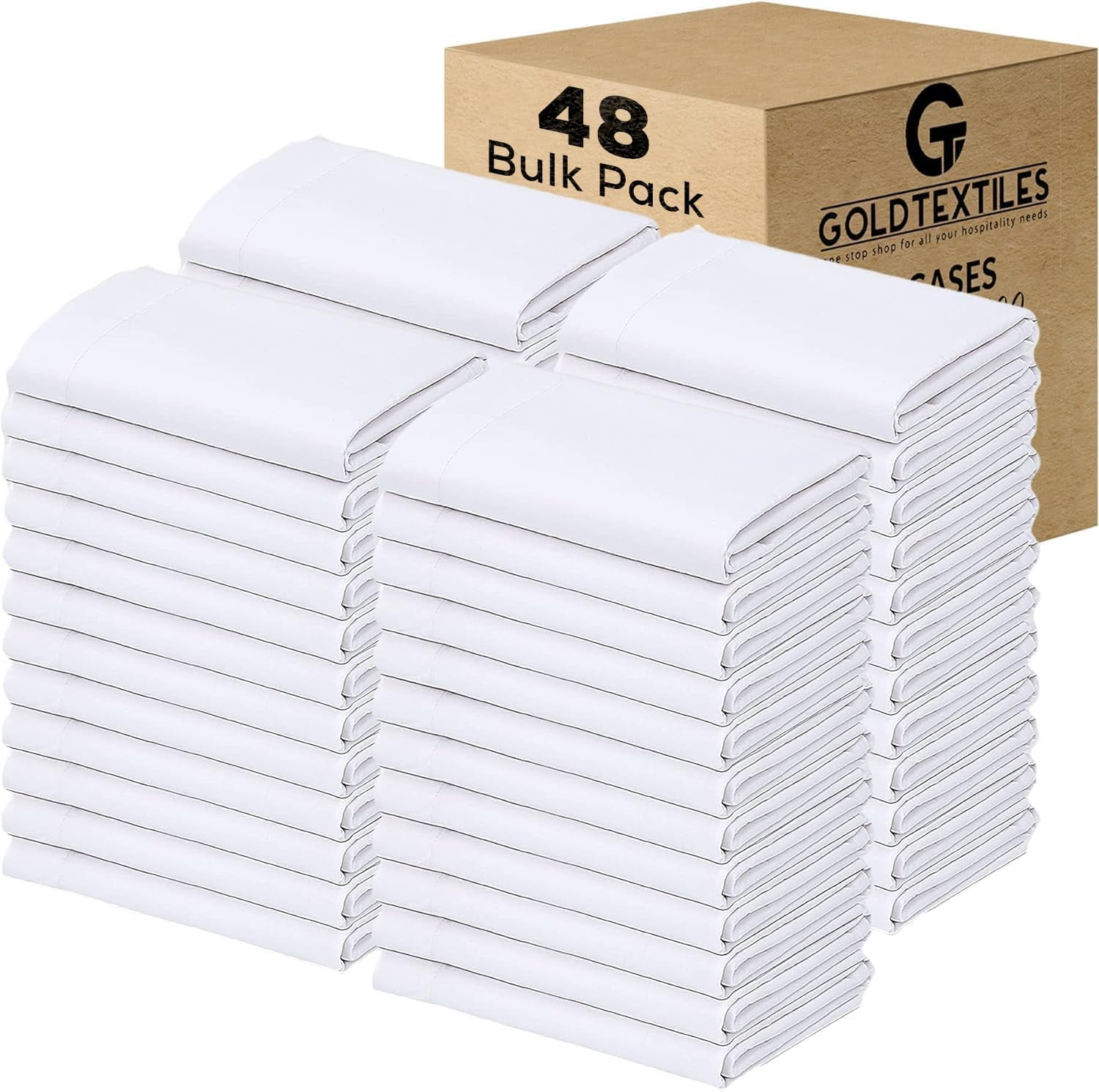 Bulk 100 Pack White Standard Pillowcases - 21x32 Inches, 60% Cotton 40% Polyester, T200 Thread Count - View #5