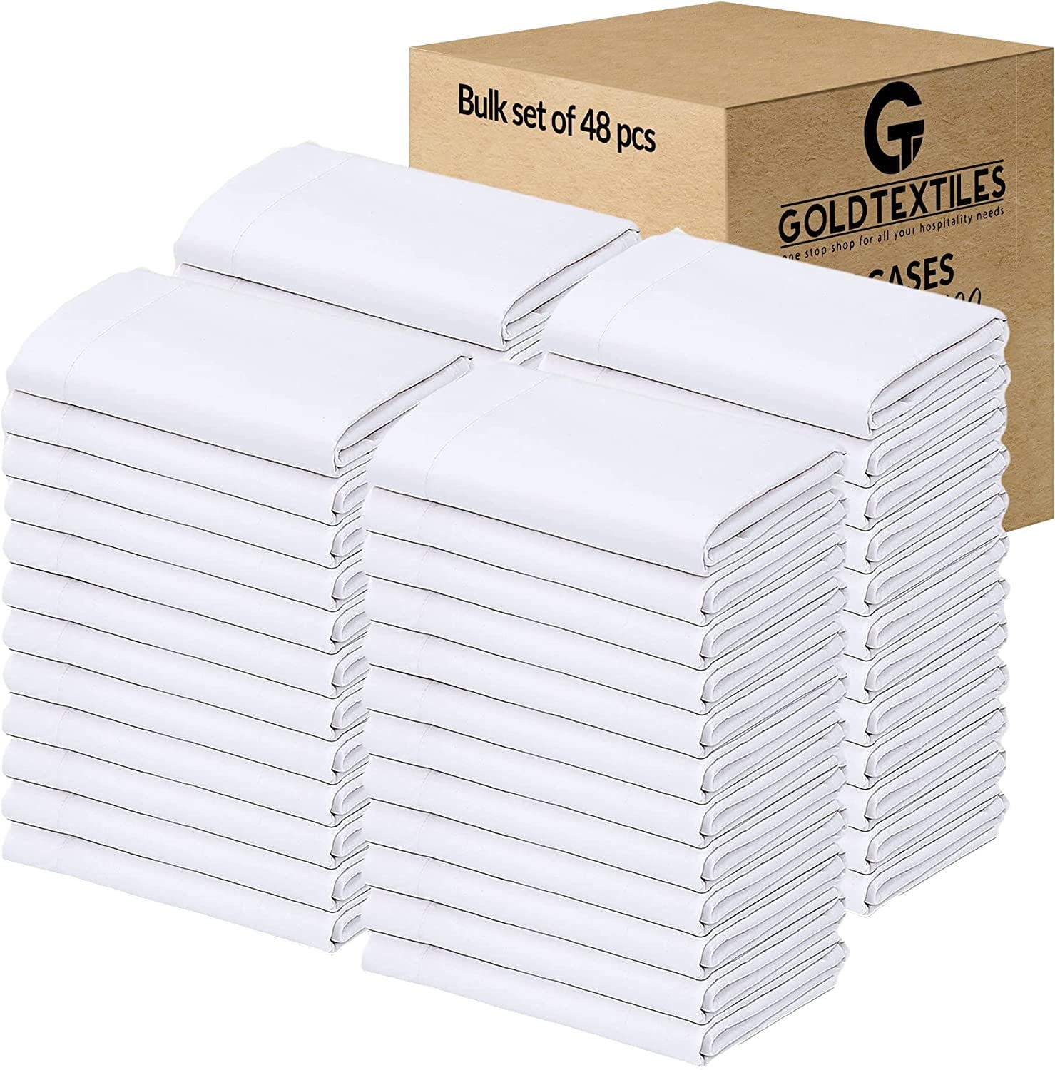 Bulk 100 Pack White Standard Pillowcases - 21x32 Inches, 60% Cotton 40% Polyester, T200 Thread Count - View #4