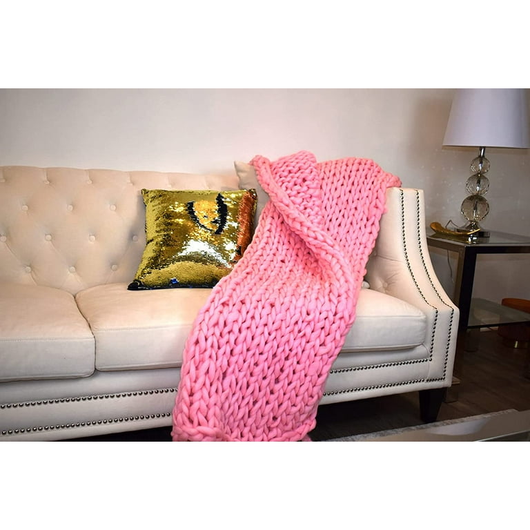 Gold Textiles Chunky Knit Blanket 50x60 in Warm Soft Cozy for Lounge Sofa Bedroom Knitted Pink Walmart