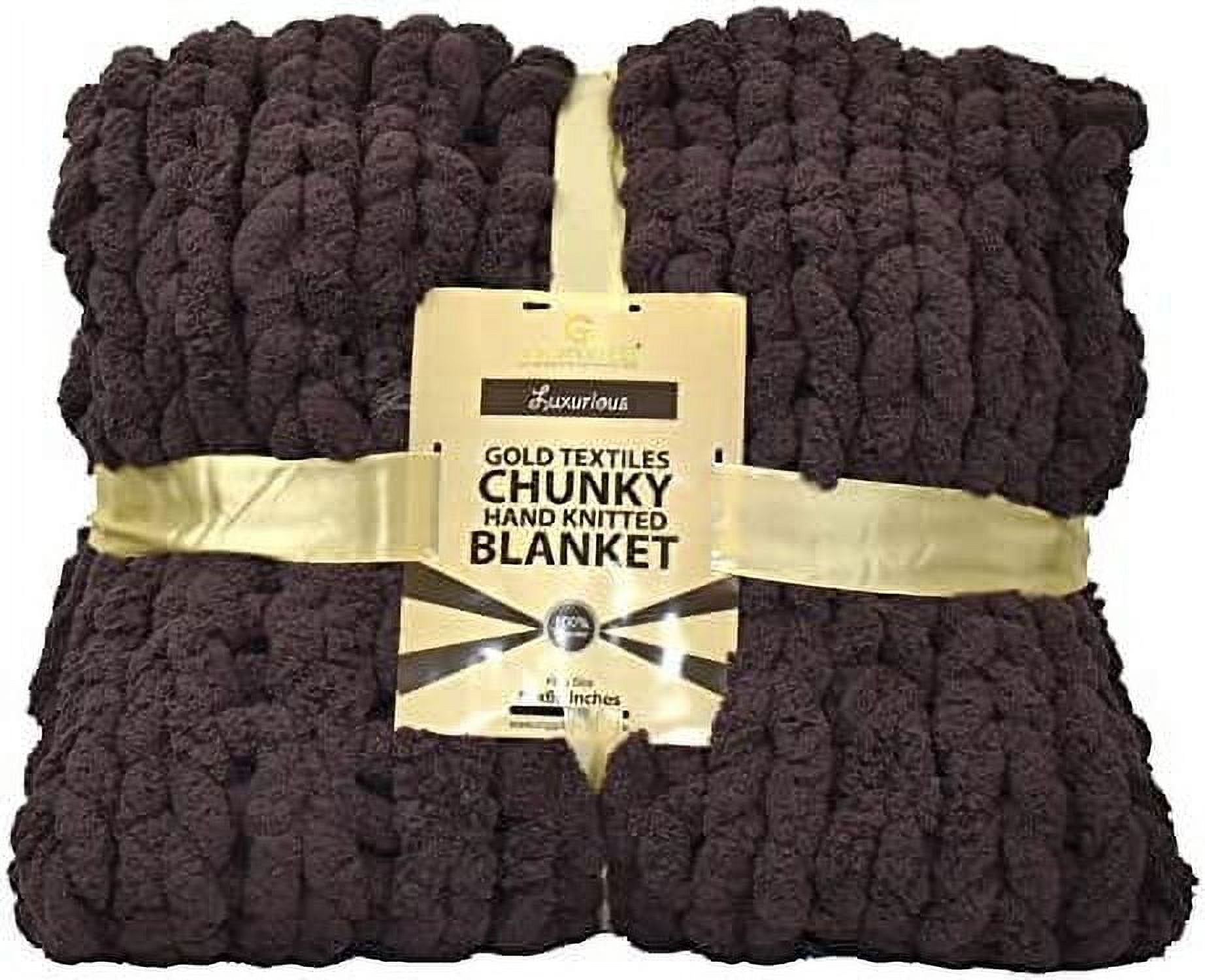 Gold Textiles Chunky Knit Blanket Throw 50x60 Plush Soft Chenille Luxury Knitted Blanket Dark Ube Walmart
