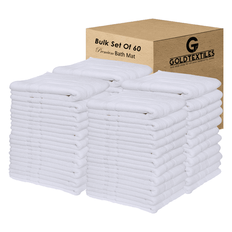 Gold Textiles Luxury Hotel Quality Bath Mat New Premium 22X34 Cotton Bath MATS Large 60 White