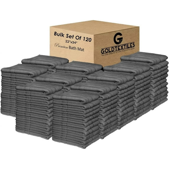 Gold Textiles Luxury Hotel Quality Bath Mat New Premium 22X34 Cotton Bath Mats Large 120 Grey