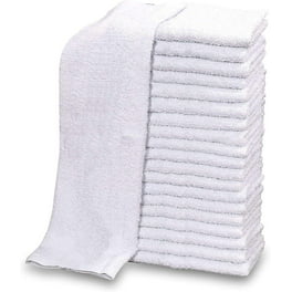 Ambrosia 24 Pack 15x26 Bulk Kitchen Towels 100% Cotton Dish Towel for  Washing Drying White & Beige