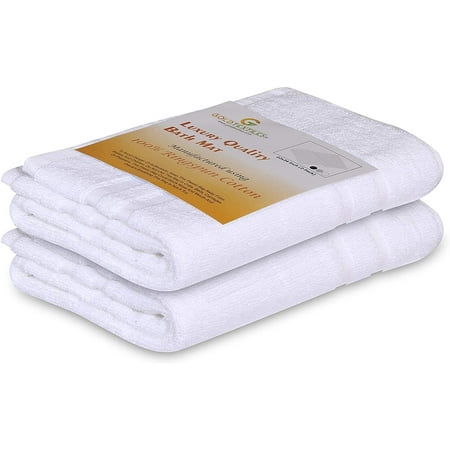 Gold Textiles Premium Bath Mat Set 22x34 in for Tub Shower 2 Pack White Ring Spun Cotton Non Slip