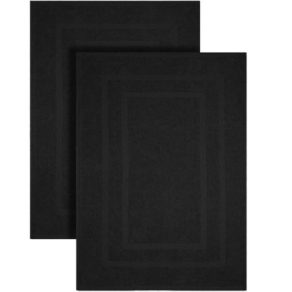 Gold Textiles Premium Bath Mat Set for Tub Shower 2 Pack BLACK Ring Spun Cotton 22x34 Non Slip Mat
