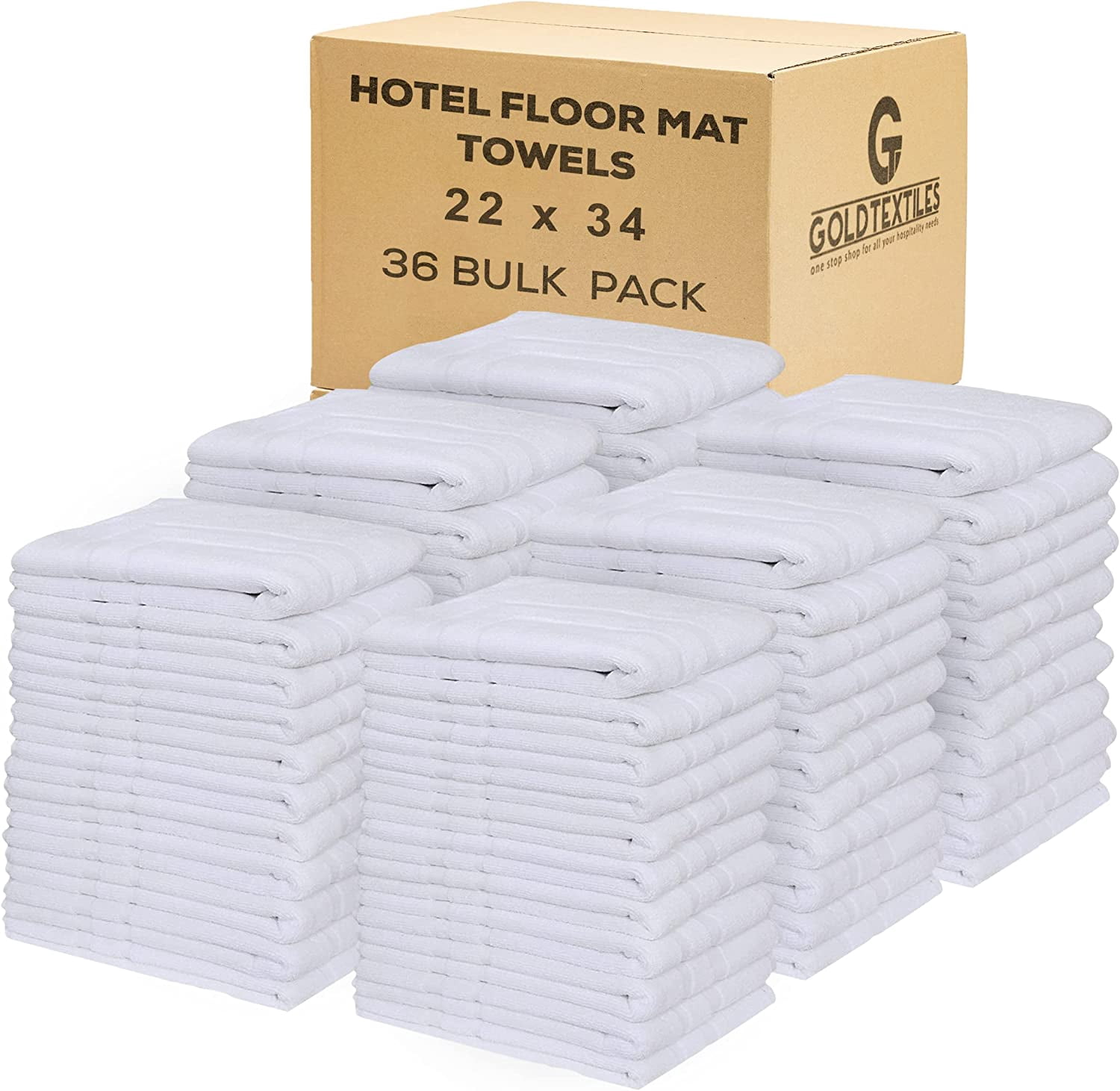 Gold Textiles Premium Bath Mat Set for Tub Shower 36 Pack 22x34 inches White Ring Spun Cotton