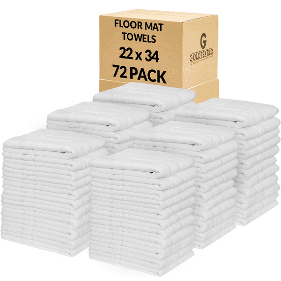 GOLD TEXTILES Premium Ring Spun Cotton Bath Mats, 22 x 34 Inches, White, Pack of 72