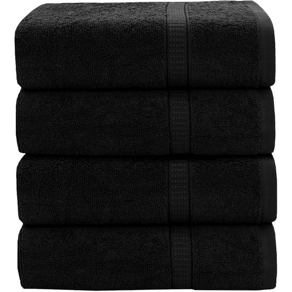 Gold Textiles Premium Bath Towel 4 Pack Black 27x54 Ring Spun Cotton Towels Soft & Absorbent for Spa